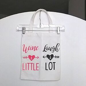 Wine Bag Canvas Sewn Divider "Wine a Little Laugh a Lot"